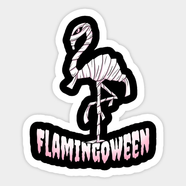 Flamingoween  Flamingo Mummy Costume Happy Halloween Sticker by mlleradrian